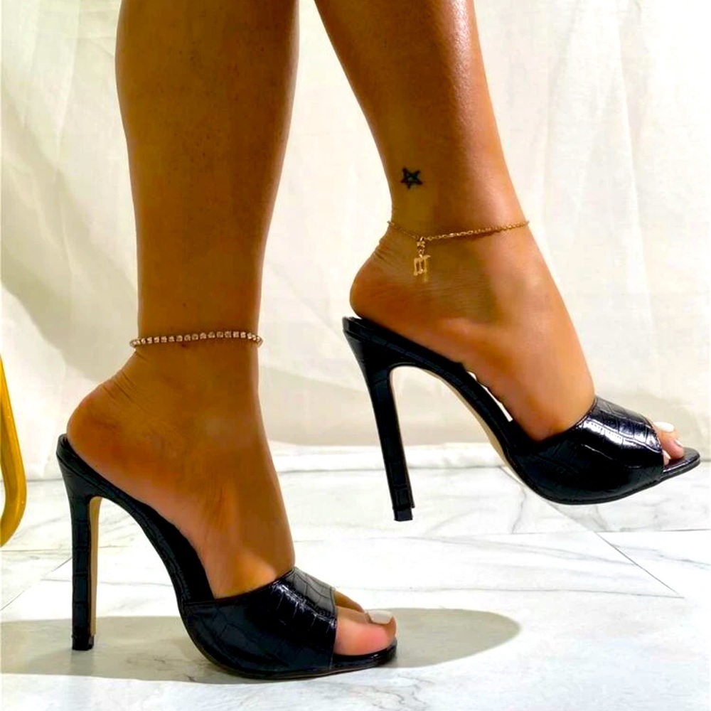 Black slip on heel